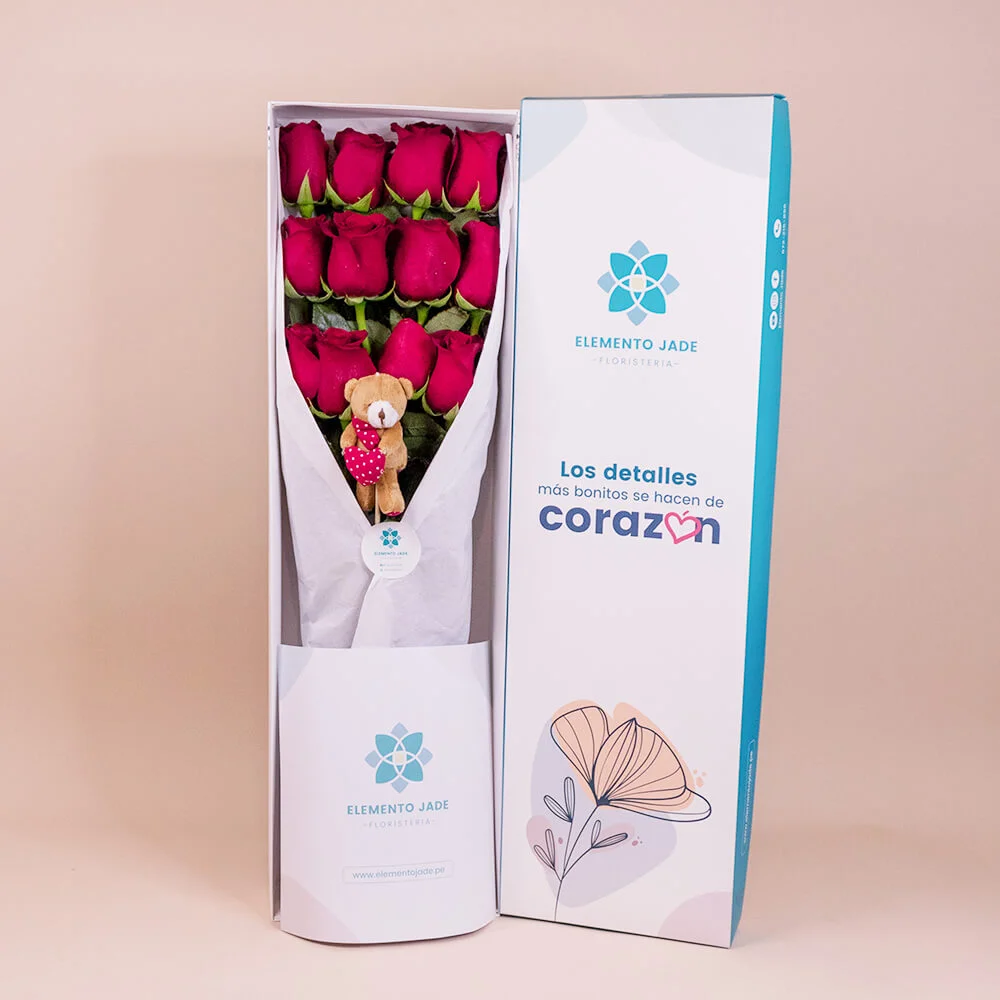 Caja Jade de Rosas + Osito
